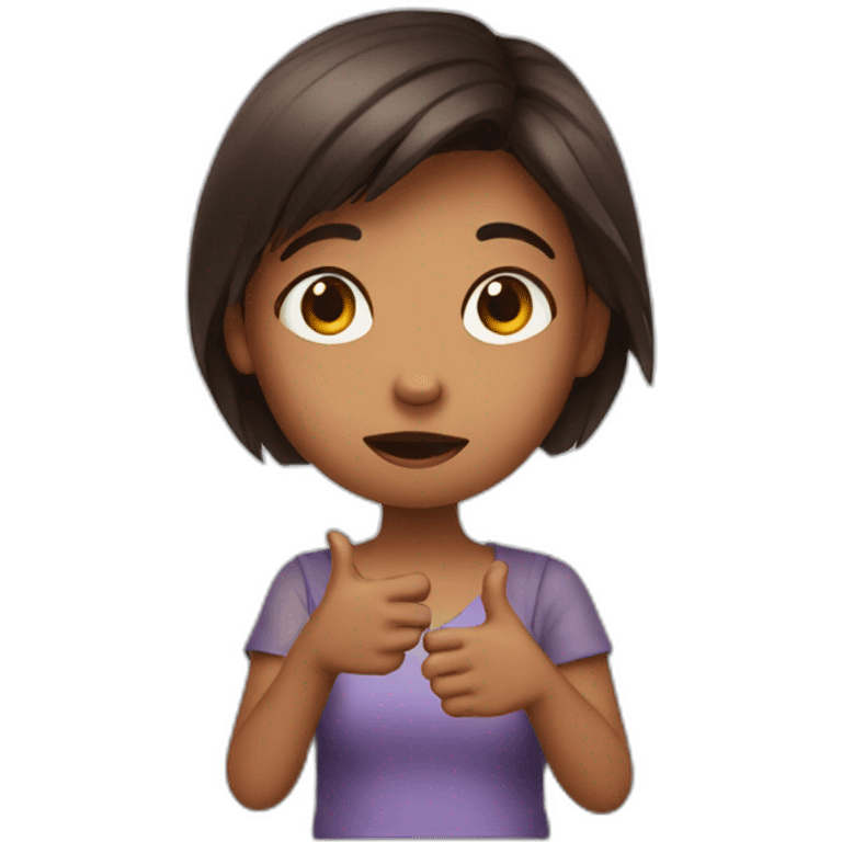 A girl saying no with hand emoji