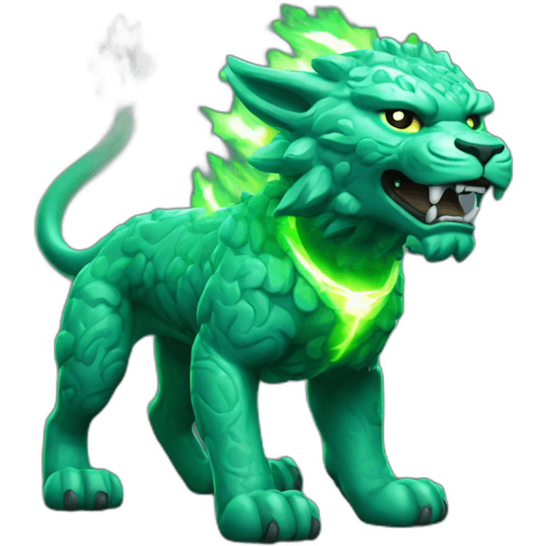 Komainu with electric storm skin and emerald on the body emoji