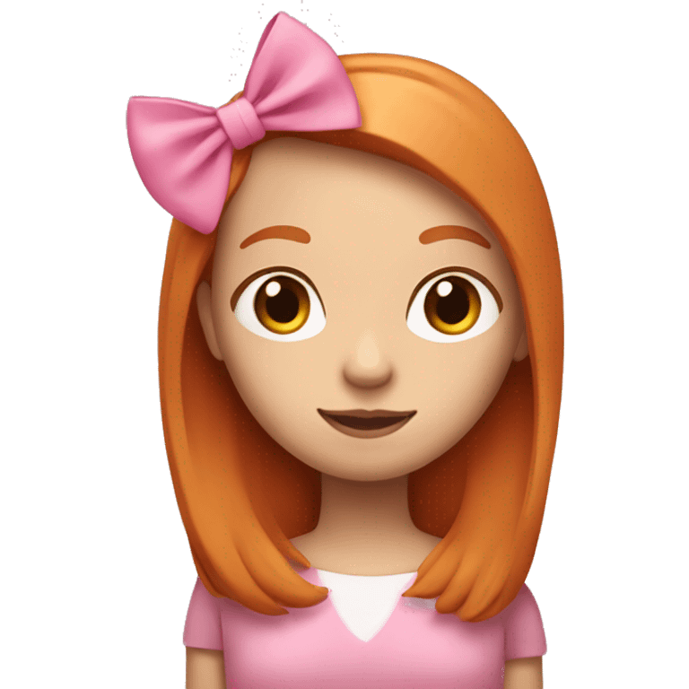 Ginger girl with straight hair and pink bow in hair emoji