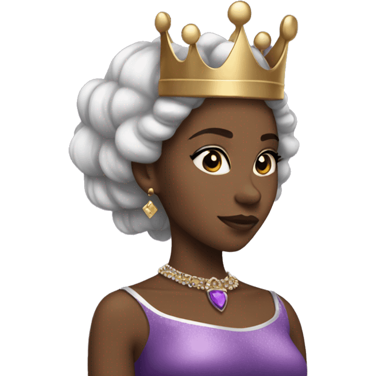 african american princess with crown, purple aesthetic  emoji