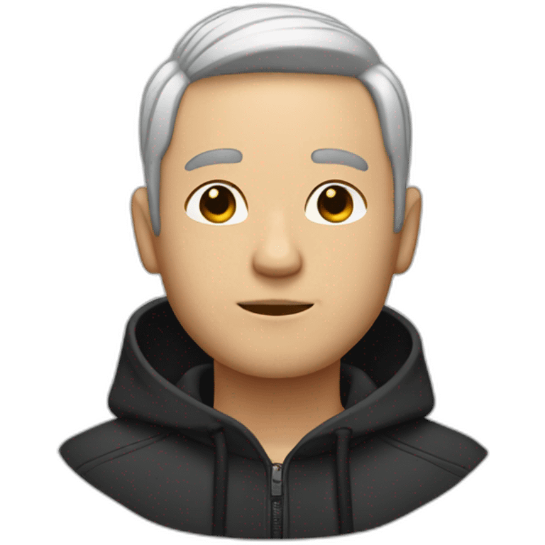 man with white and black hair with no beard and short hair emoji