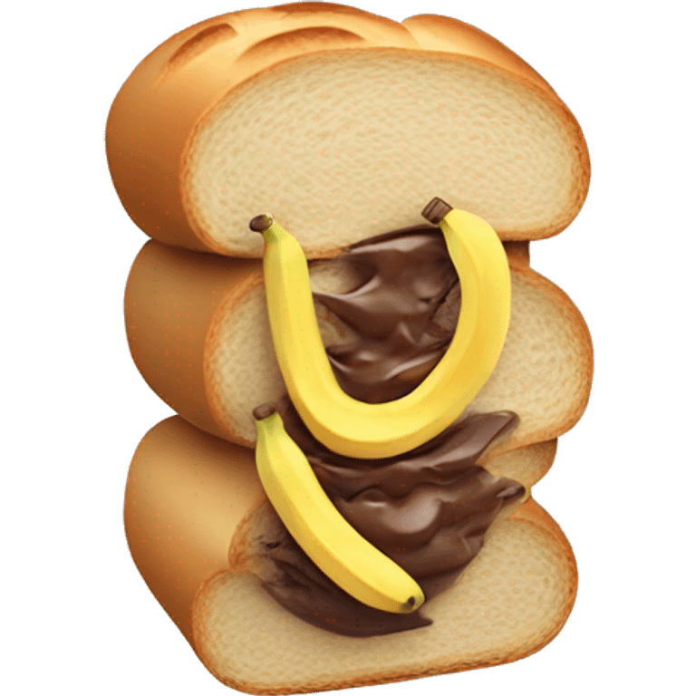 Bread with bananas and chocolate paste  emoji