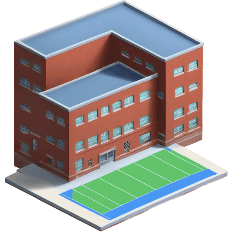 isometric single story red brick sports hall emoji