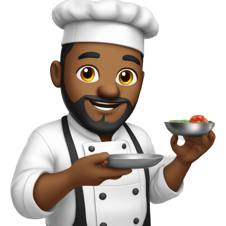 Black Chef with a beard cooking  emoji