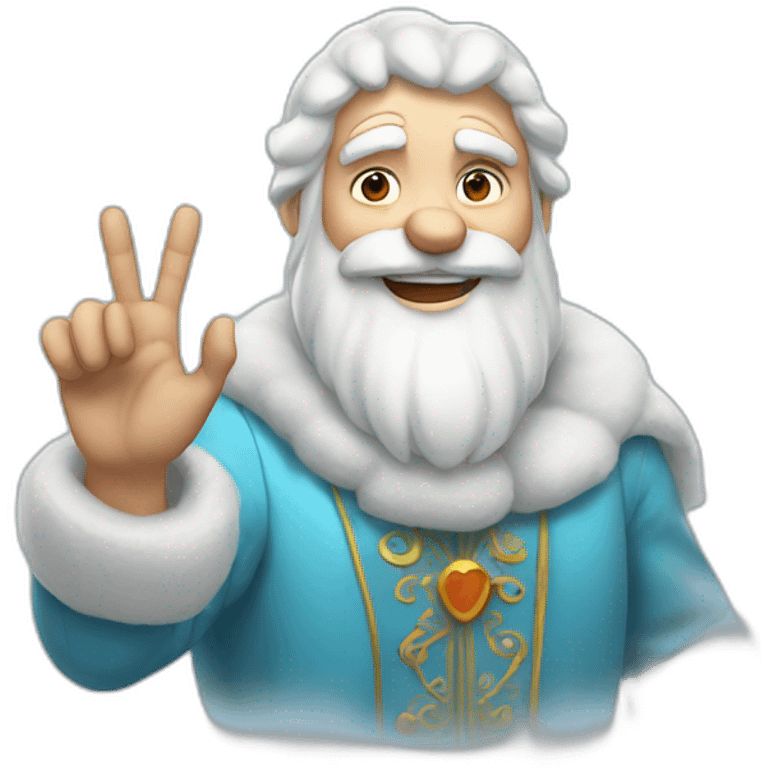 Father Frost shows hand sign of the horns emoji