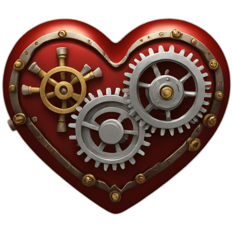 Red steampunk metal heart emoji