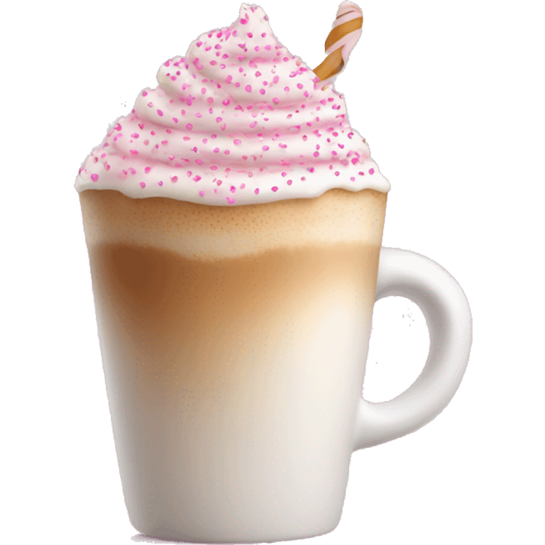 Latte in small cup with pink sprinkles emoji