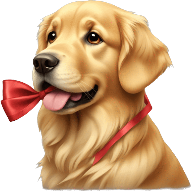 Golden Retriever with a bow  emoji