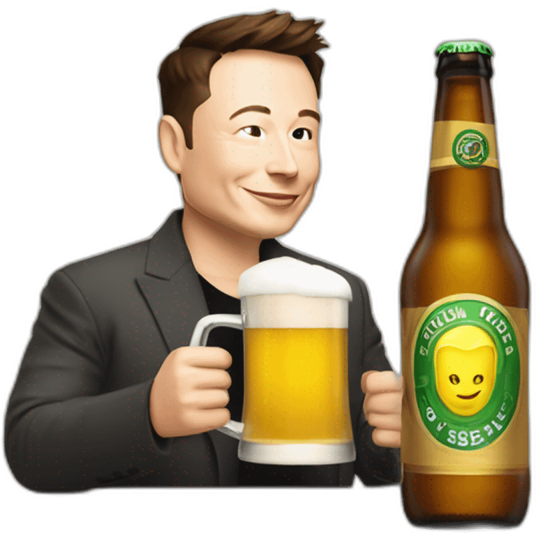 Elon musk qui boit une bière emoji