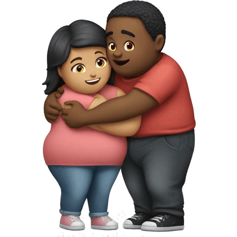 Fat boy hug slim girl emoji