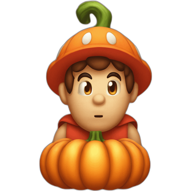 mario bros with dress pumpkin emoji