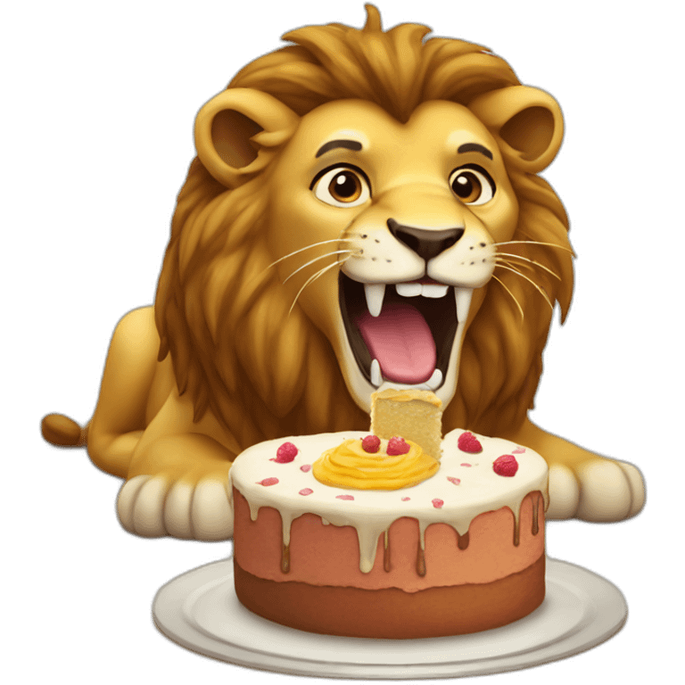 Lion eating cake emoji