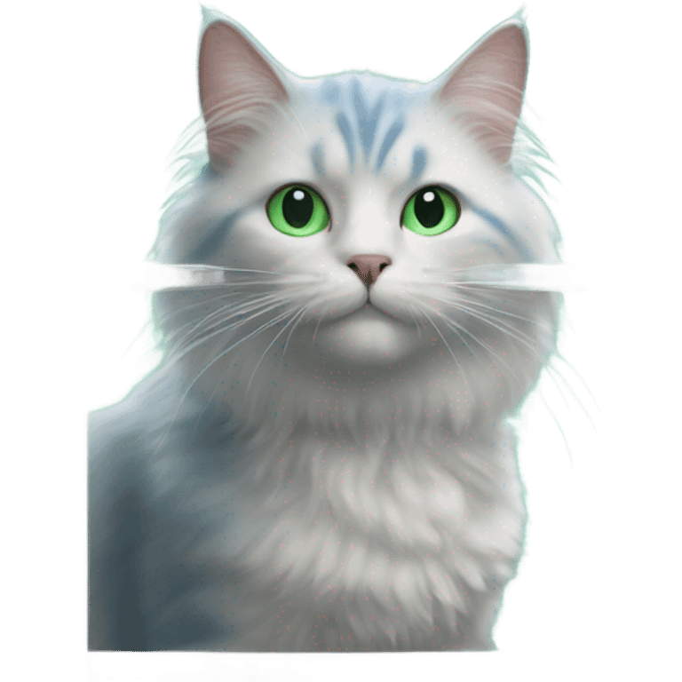 realistic fluffy blue green eyed cat by window emoji