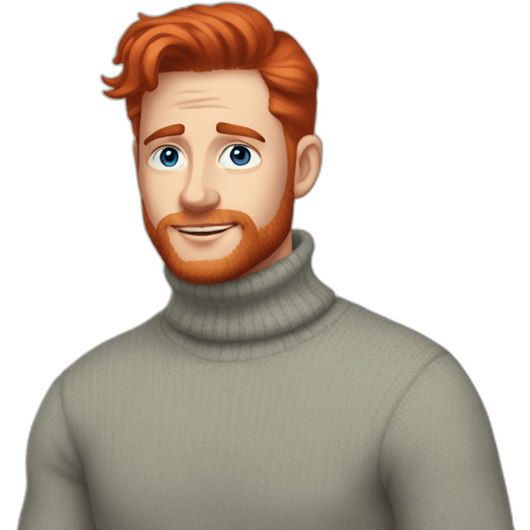 Perfect man blue eyes turtleneck sweater red hair emoji