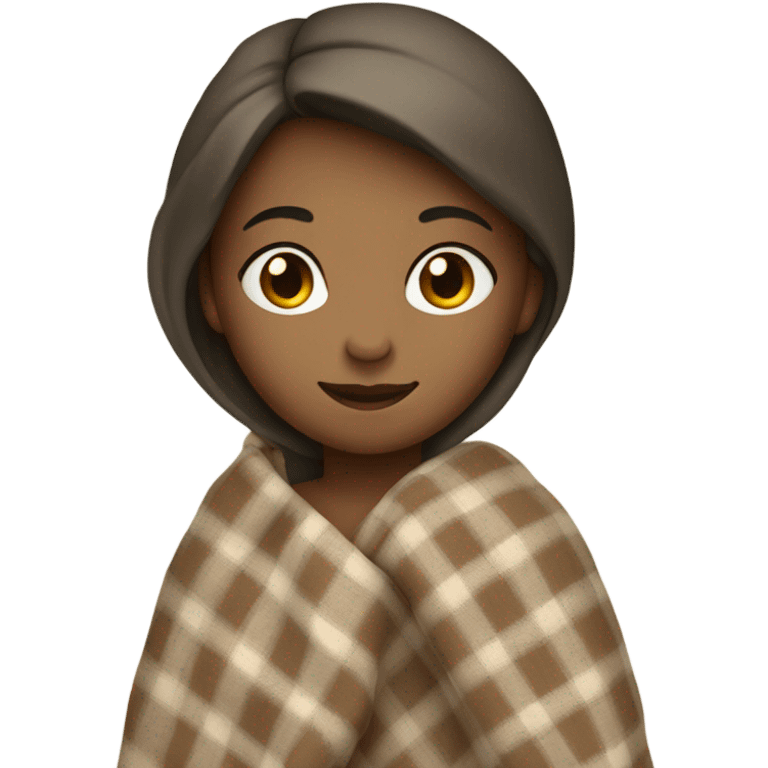 Beige clean girl folded plaid blanket  emoji