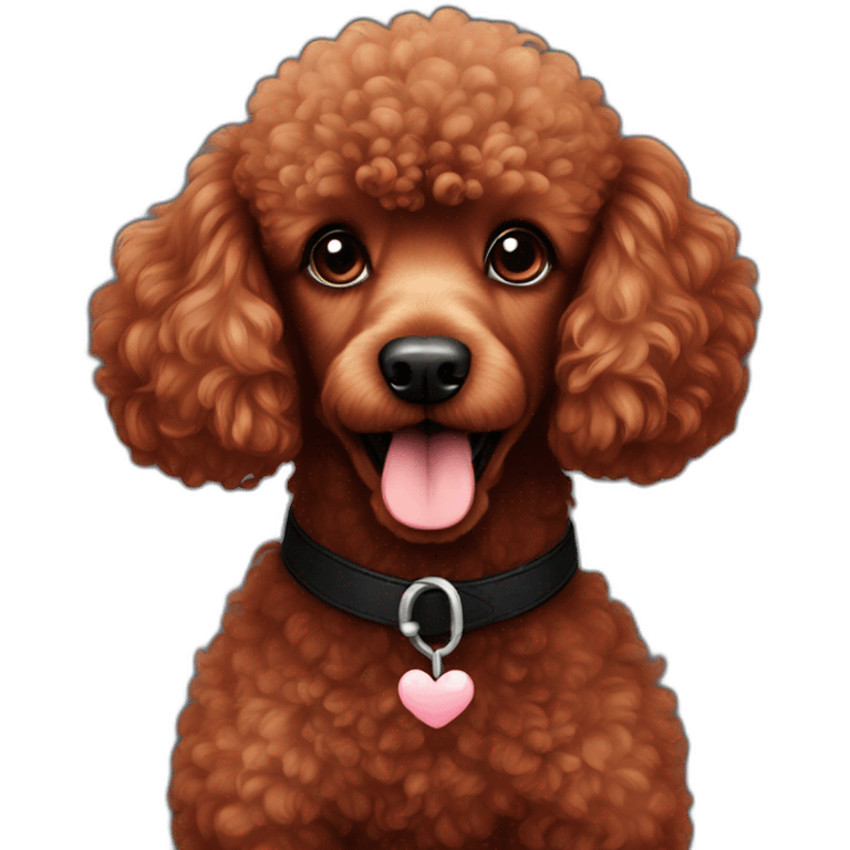 Red poodle in love with black poodle emoji