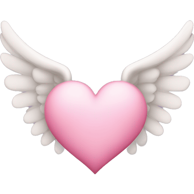 Pink heart with angel wings and faded clouds  emoji