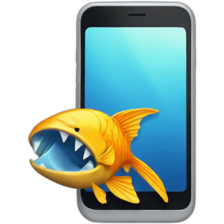 fish grabbing a phone emoji