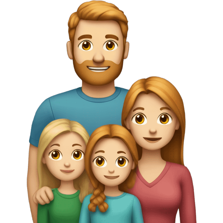 Family of 3 people : one Brown hair dad , one brown hair mom , one blond little daughter and a ginger cat christmas edition  emoji