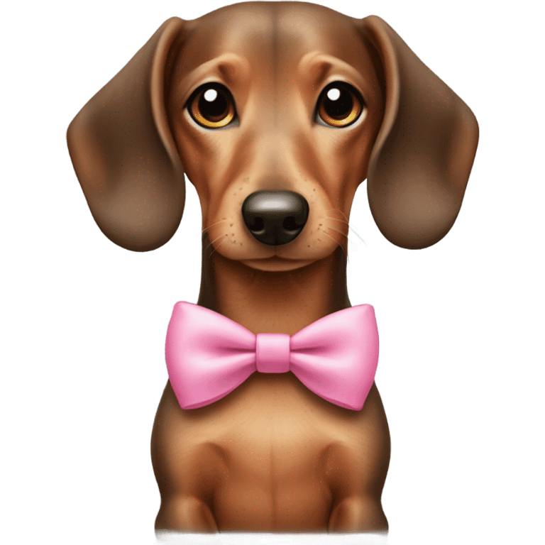 cute little daschund with a pink bow emoji