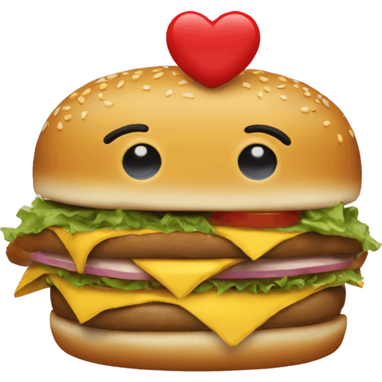 heart eye smiley face holding a cheeseburger emoji