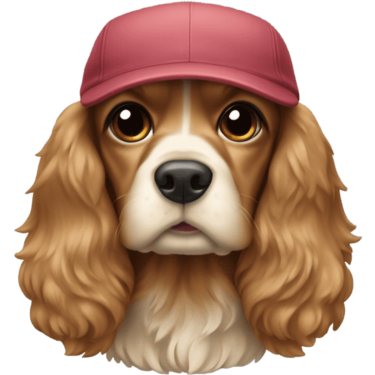 cocker spaniel wearing cap emoji