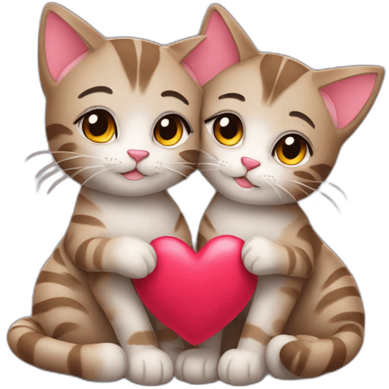 Cuddling tabby cats on Valentine’s Day  emoji