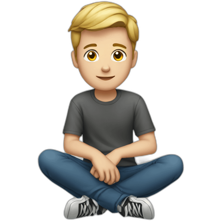 young white man sitting on the ground emoji