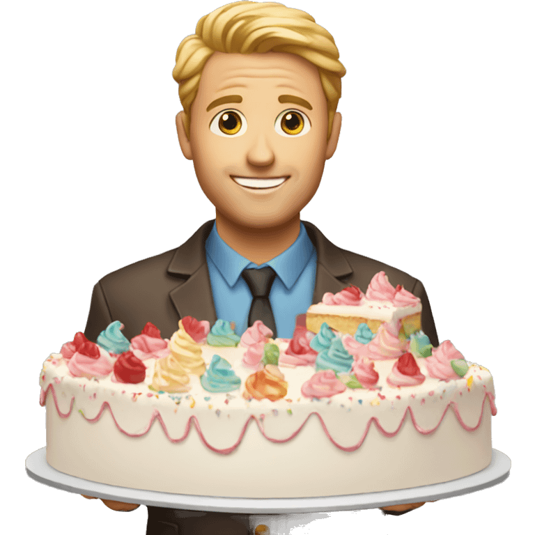 White man with birthday cake emoji