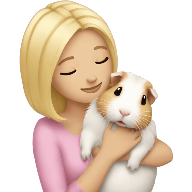 Blonde Woman hugging a guineapig emoji