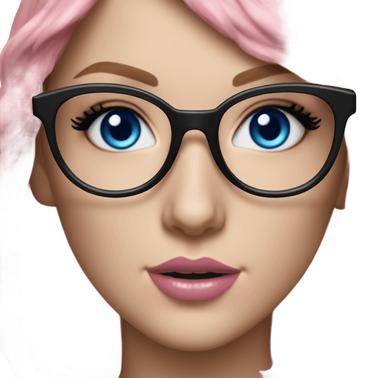 Photo Realistic Taylor Swift blue eyes and glasses with pink hair  emoji