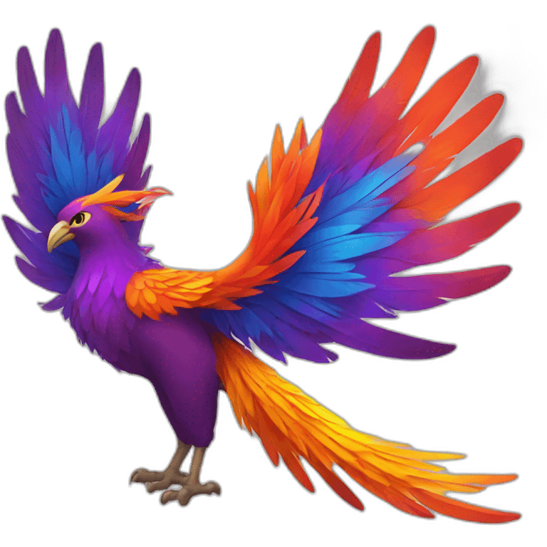 phoenix with purple, red, orange, and yellow feathers emoji