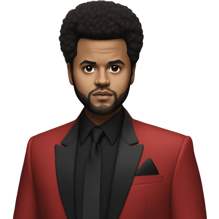 the weeknd with afro hair and red suit jacket  emoji