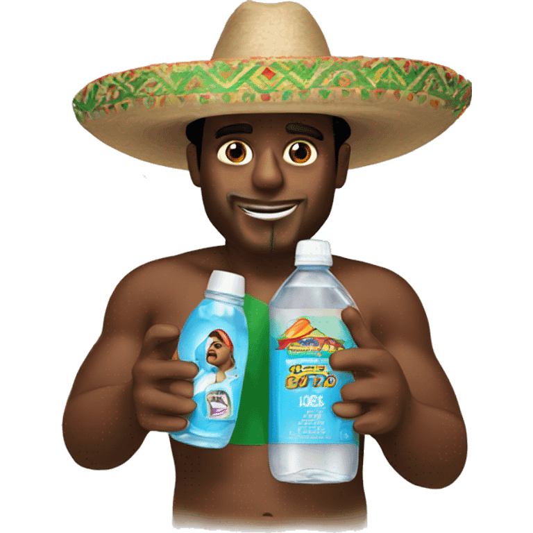 Diddy wearing a mexican hat holding baby oil emoji