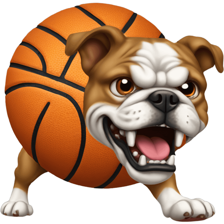 Aggressive bulldog attacking Basketball  emoji