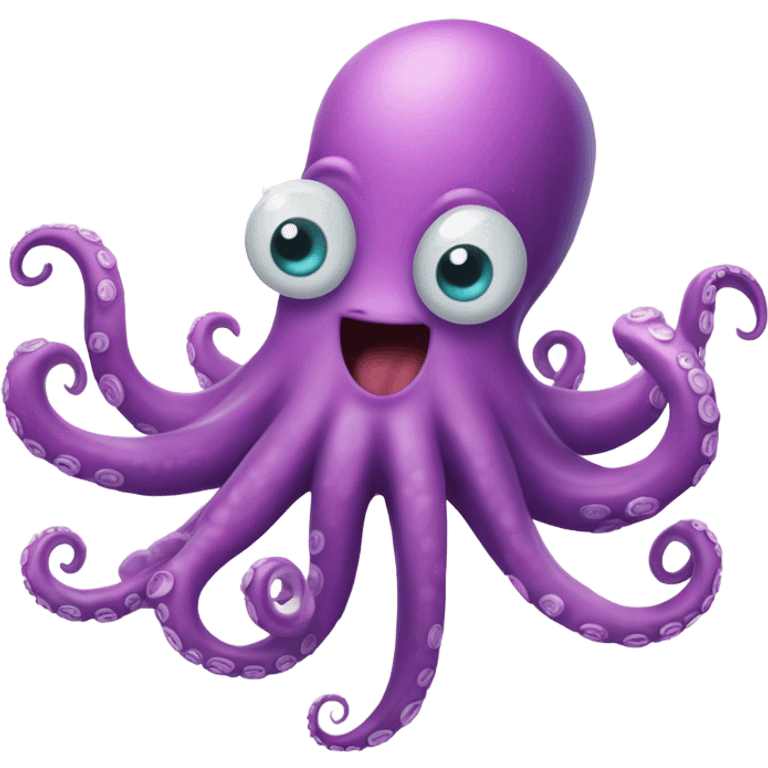 A happy cool octopus, smiling and winking emoji