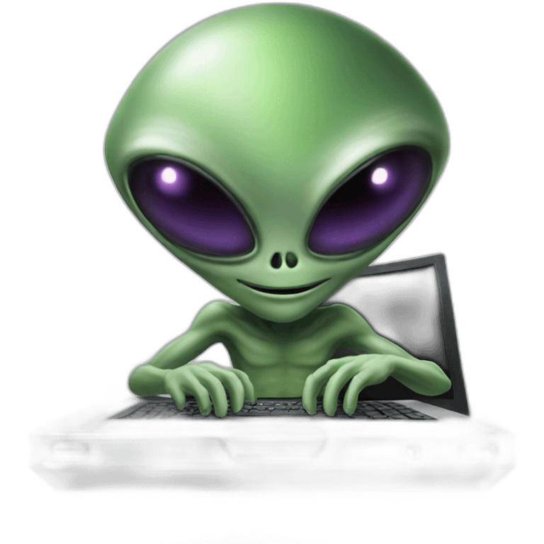 alien on computer emoji