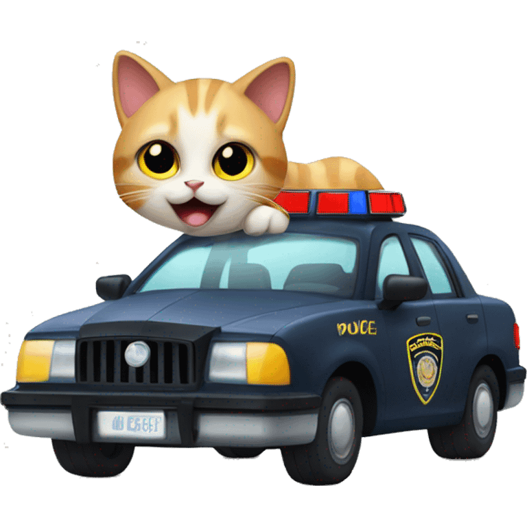 cat in police car viwuviwu emoji