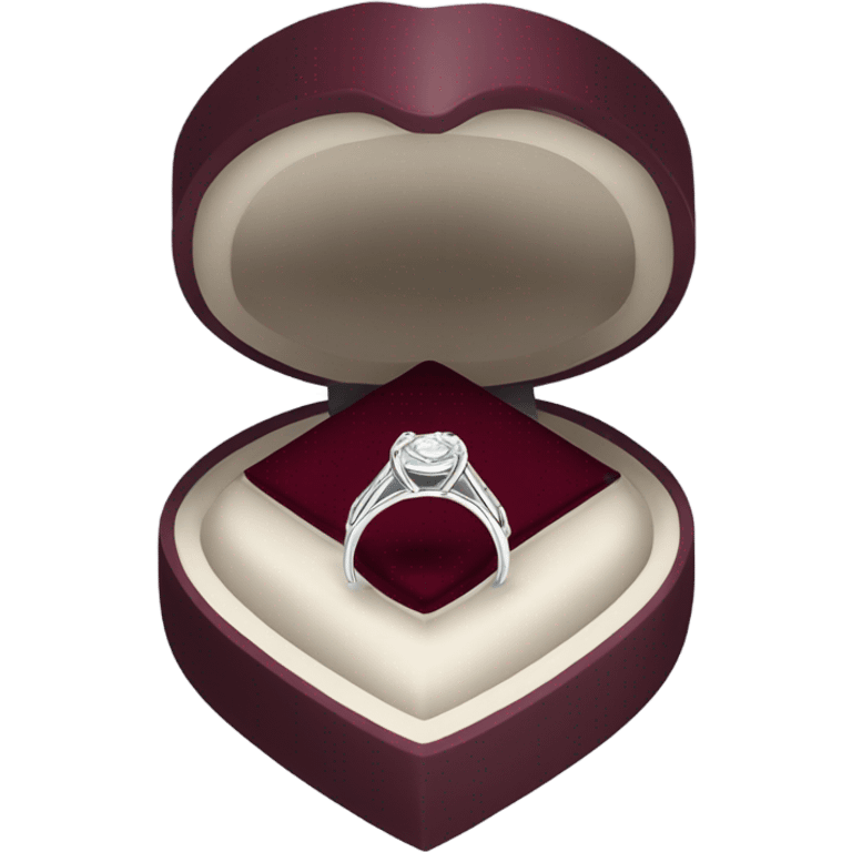 Burgundy engagement ring box with a silver ring emoji