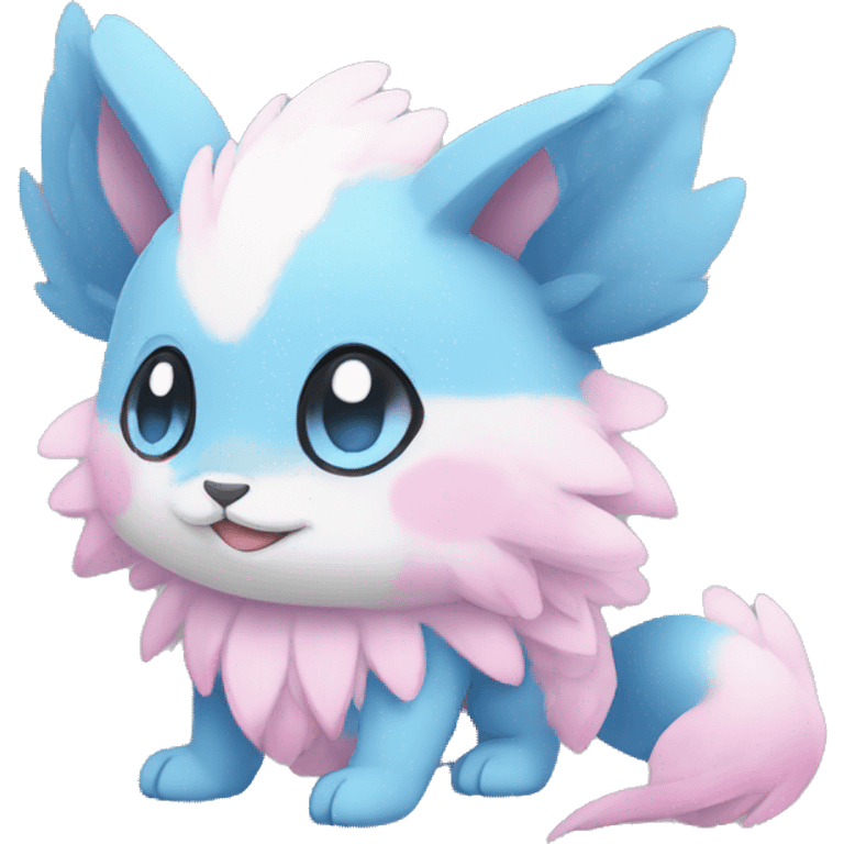 Cute cool white blue pink animal hybrid Fakemon full body emoji