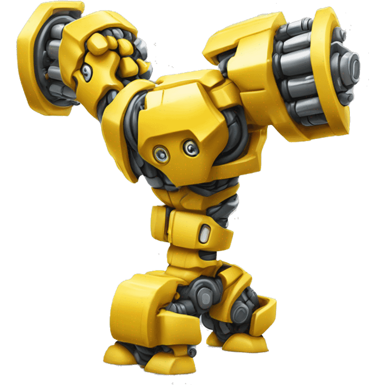 Yellow mechanical cyborg bicep that’s flexing emoji