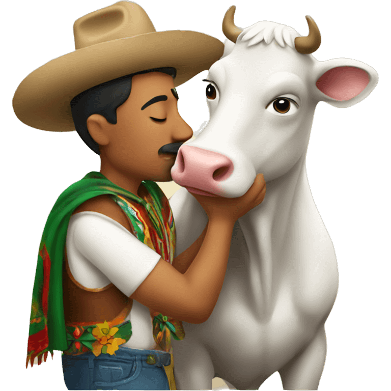 Mexican man kissing a cow emoji