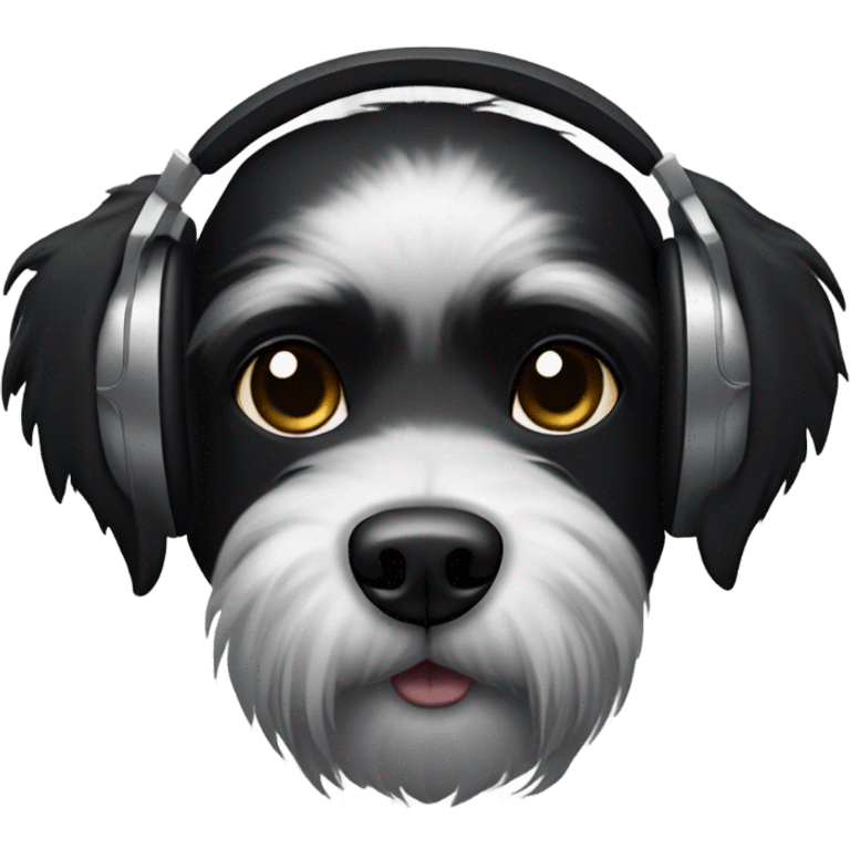 black dog with black beard on chin DJ emoji