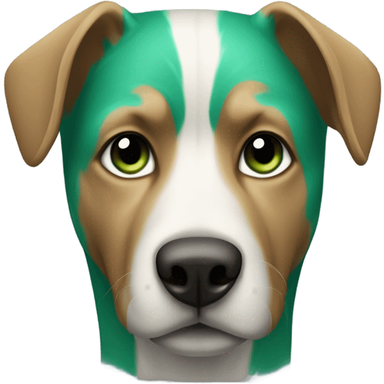 Blue and green dog emoji