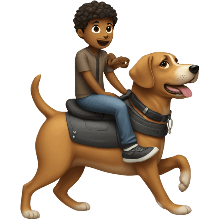 Boy ride a dog emoji