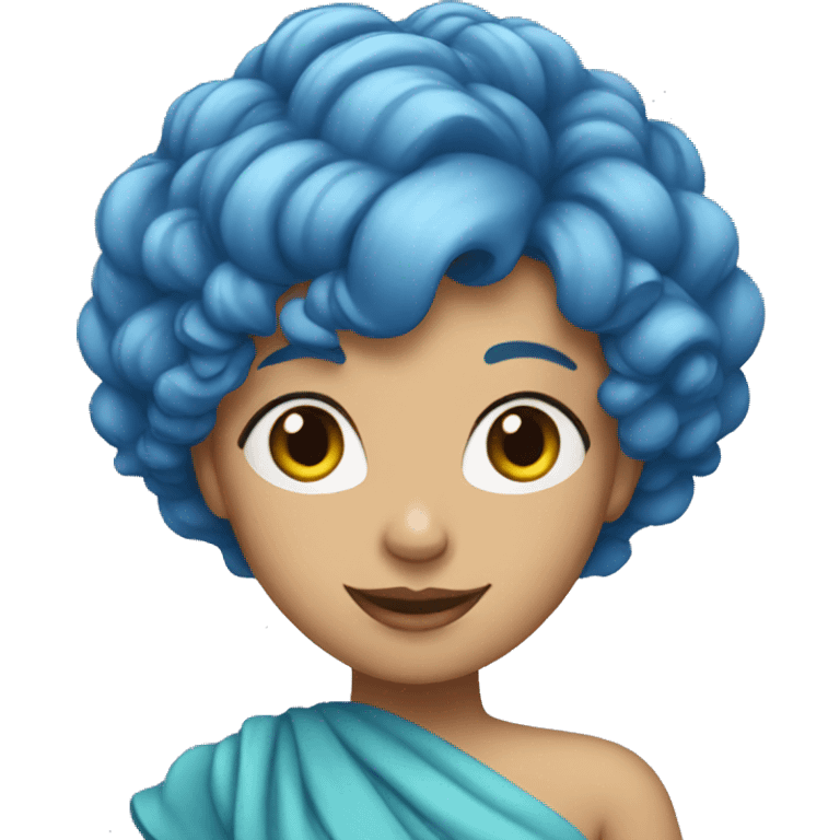 woman with blue hair and dress emoji