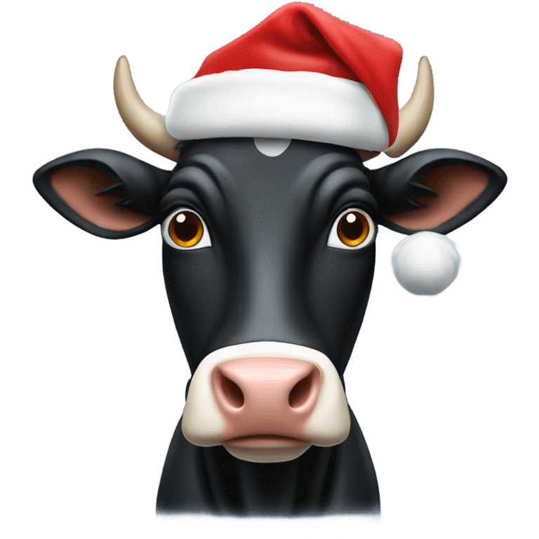 Black Cow wearing Santa hat emoji