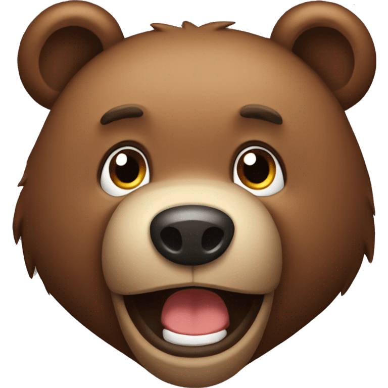 Brown bear with a derpy face emoji