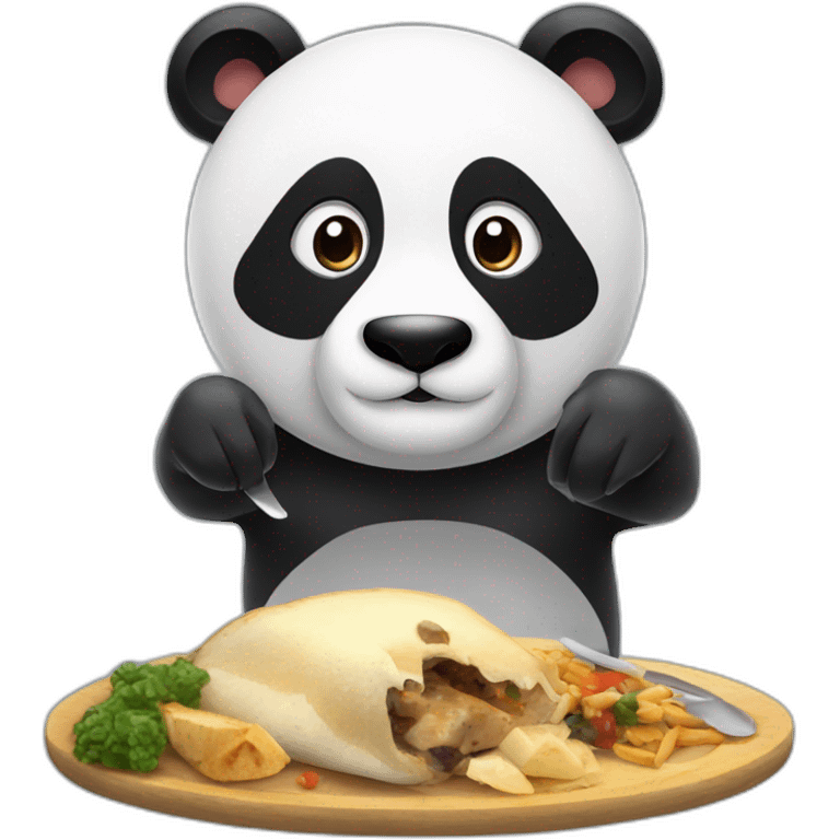 Panda who is sharing a meal with marine lepen emoji