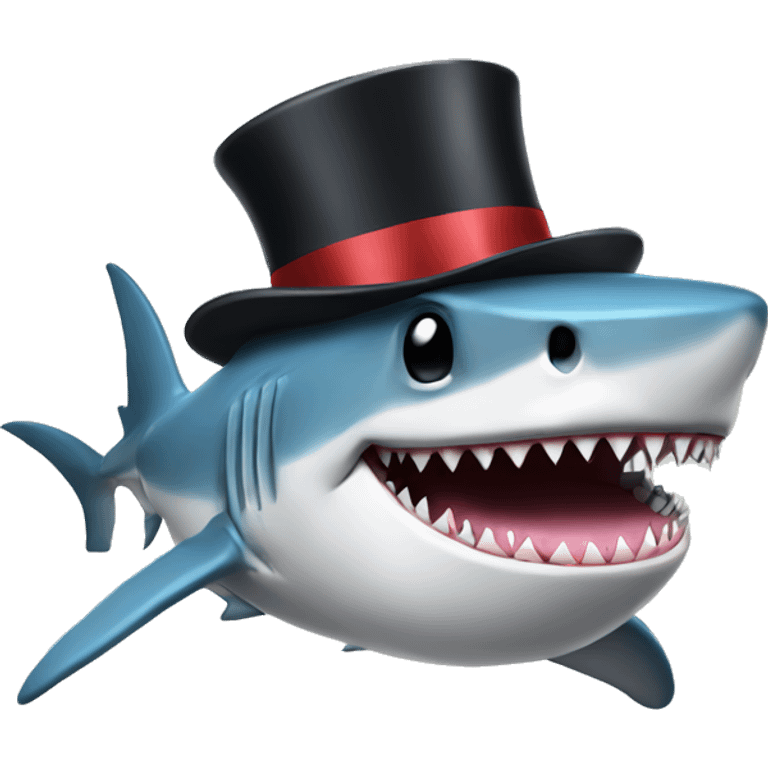 Shark with a top hat poop emoji